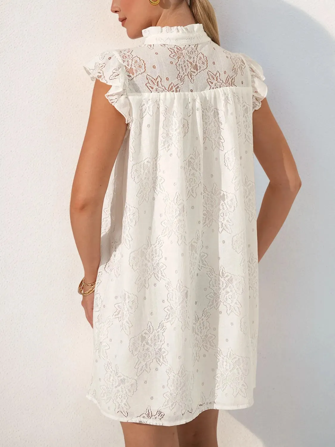 Lace Notched Cap Sleeve Mini Dress sold by Charming Charlie product image thumbnail 3