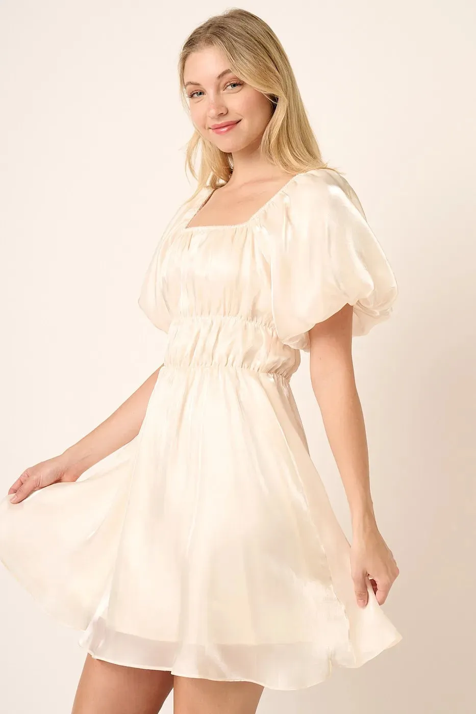 Mittoshop Metallic Organza Fabric Balloon Sleeve Mini Dress sold by Charming Charlie product image thumbnail 2