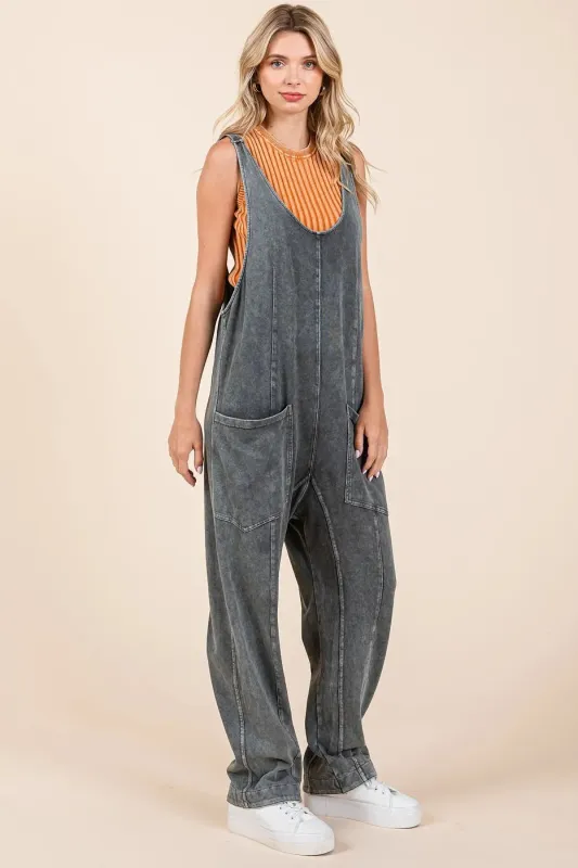 Mittoshop Mineral Wash Relaxed Fit Sleeveless Harem Jumpsuit sold by Charming Charlie