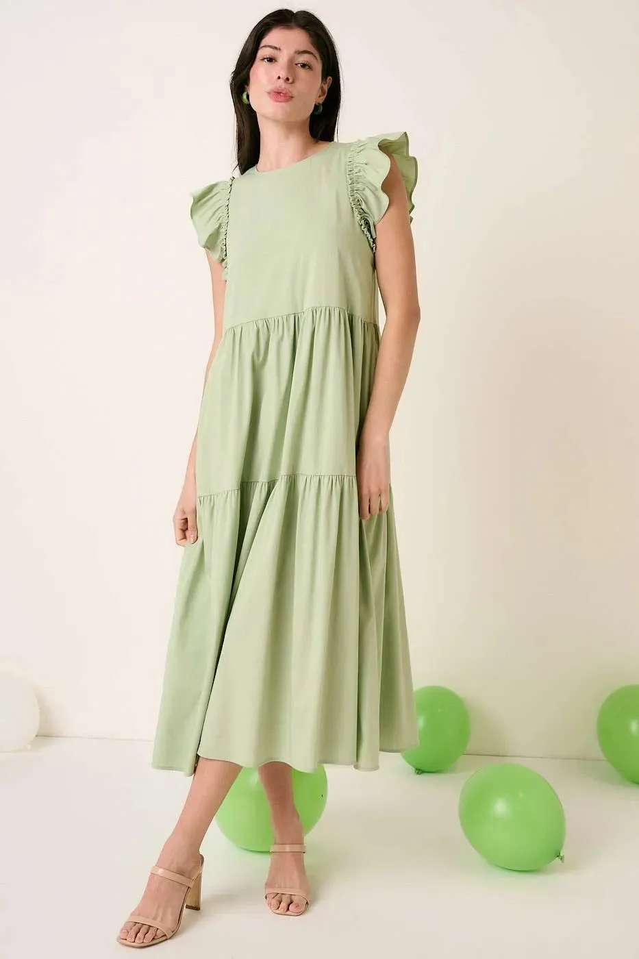 Mittoshop Ruffle Short Sleeve Tiered Maxi Dress sold by Charming Charlie product image thumbnail 3