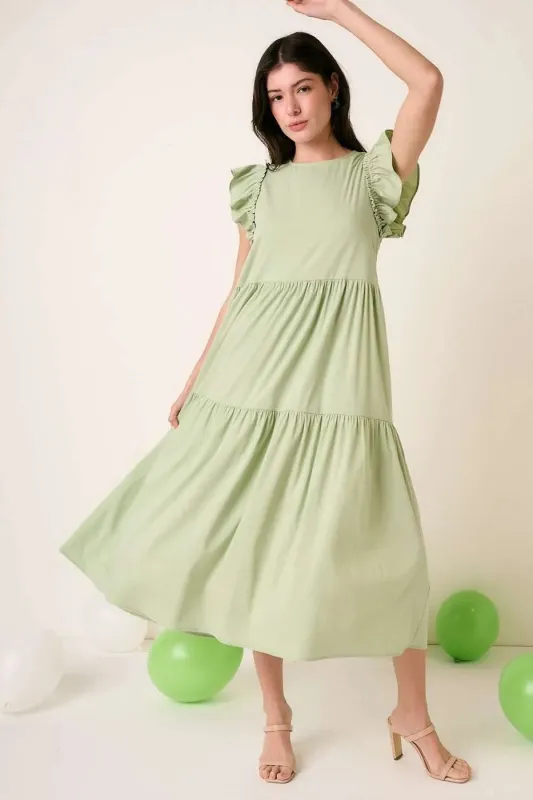 Mittoshop Ruffle Short Sleeve Tiered Maxi Dress sold by Charming Charlie