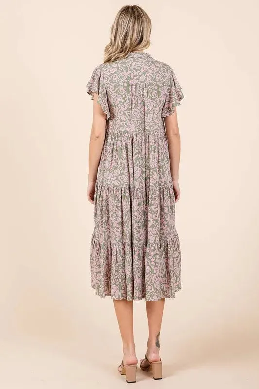 Mittoshop Abstract Print Ruffle Tier Midi Dress sold by Charming Charlie product image thumbnail 5