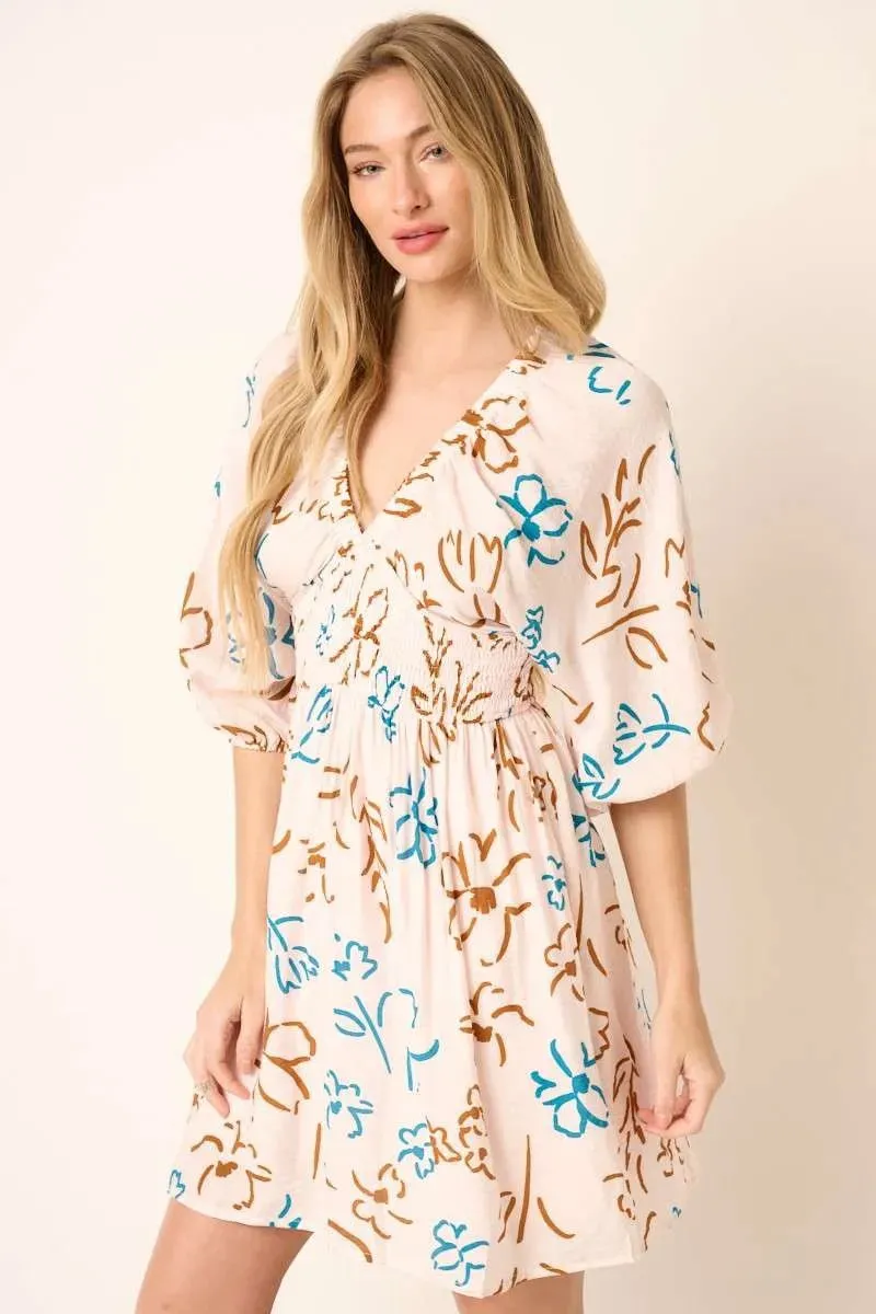 Mittoshop Flower Print Mocked Waist Mini Dress sold by Charming Charlie