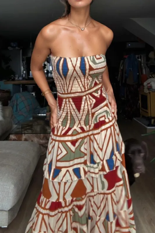 Smocked Printed Tube Dress sold by Charming Charlie