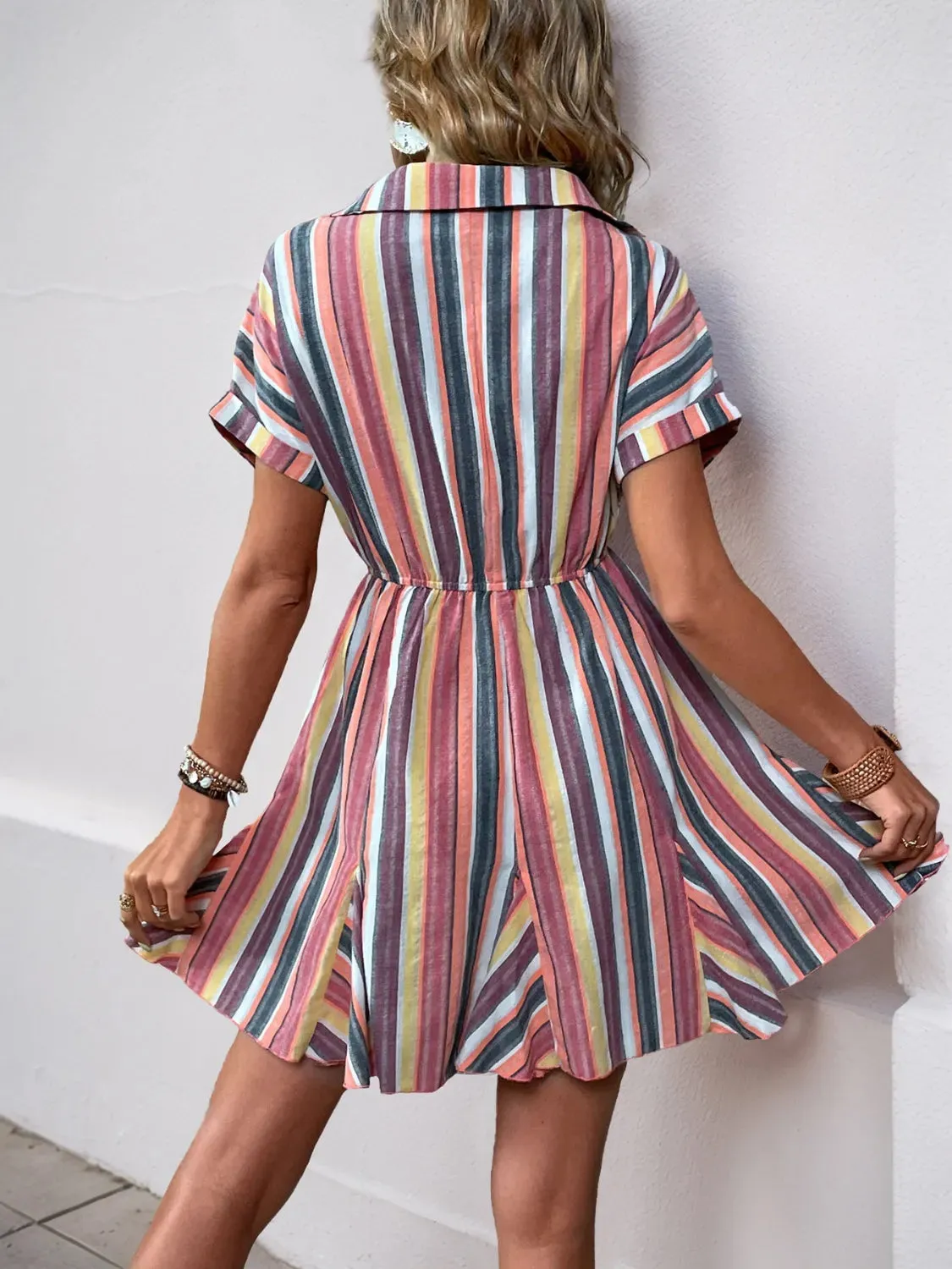 Striped Surplice Short Sleeve Dress sold by Charming Charlie product image thumbnail 4