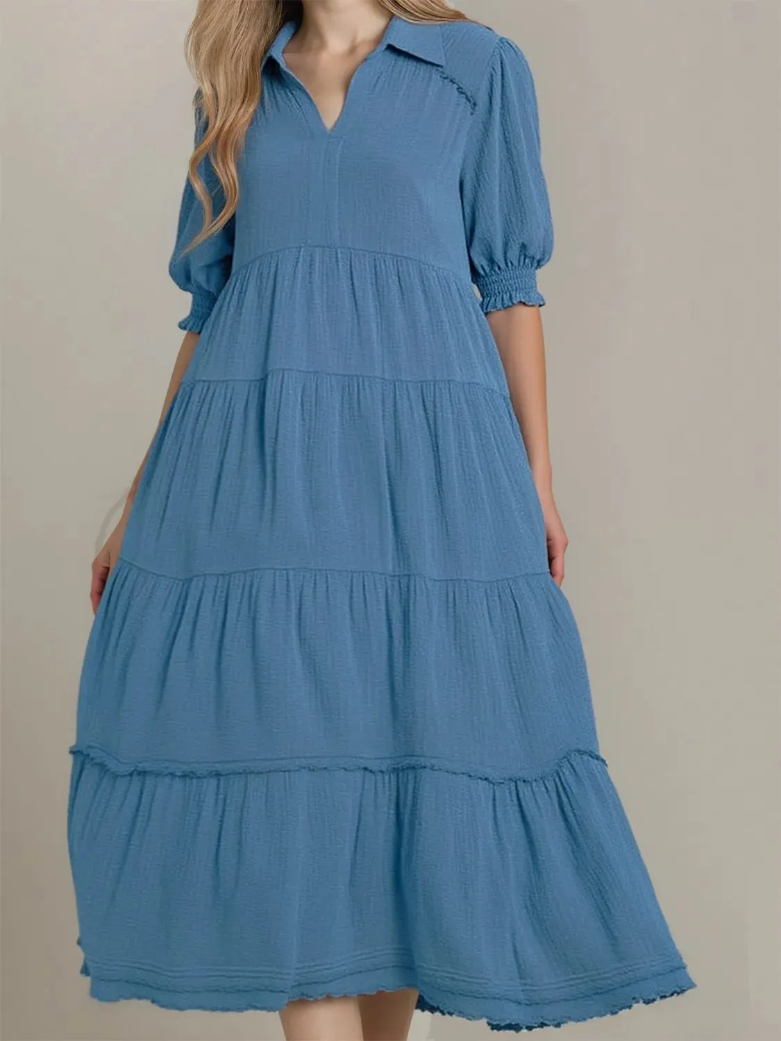 Full Size Johnny Collar Half Sleeve Tiered Dress Plus Size sold by Charming Charlie product image thumbnail 3