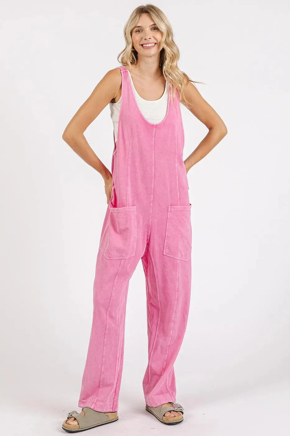 Mittoshop Mineral Wash Relaxed Fit Sleeveless Harem Jumpsuit sold by Charming Charlie product image thumbnail 2