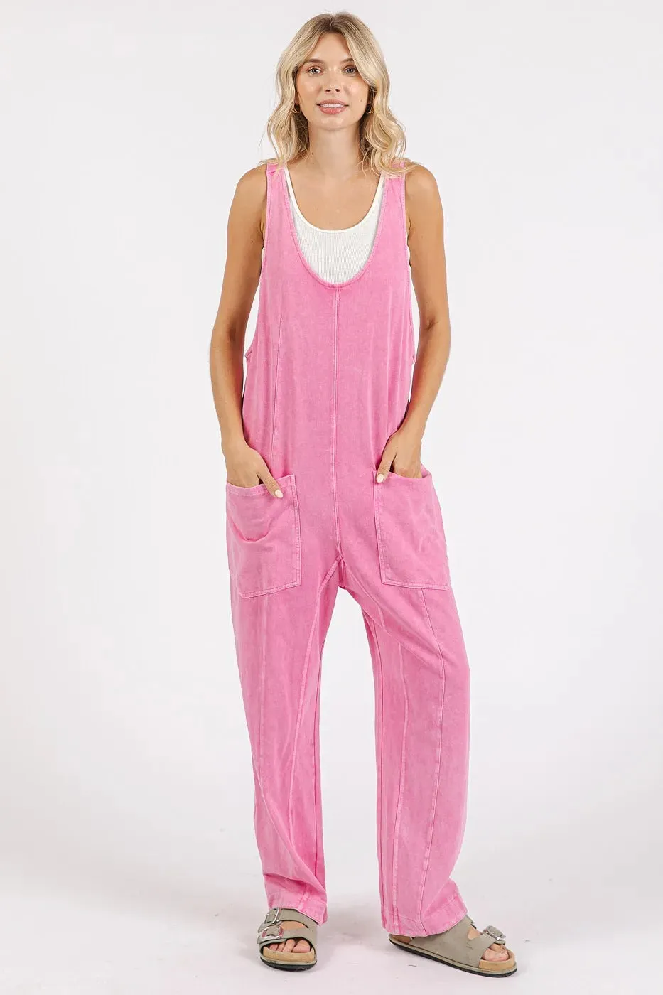 Mittoshop Mineral Wash Relaxed Fit Sleeveless Harem Jumpsuit sold by Charming Charlie