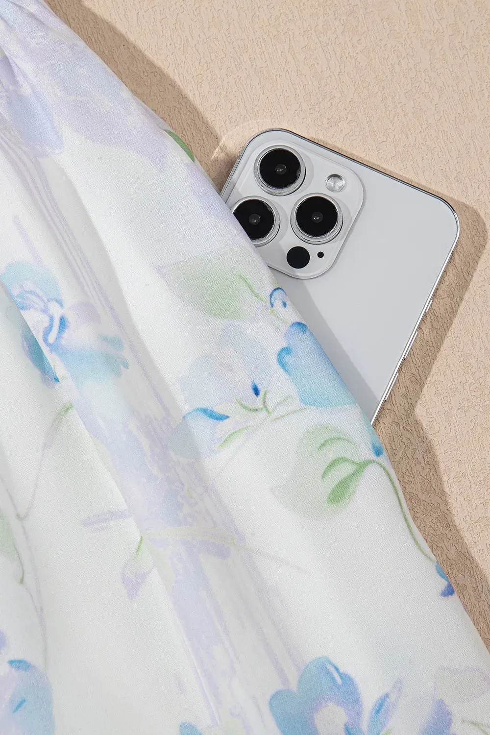 Floral Smocked High Waist Double Ruffle Sleeveless Long Dress sold by Charming Charlie product image thumbnail 4