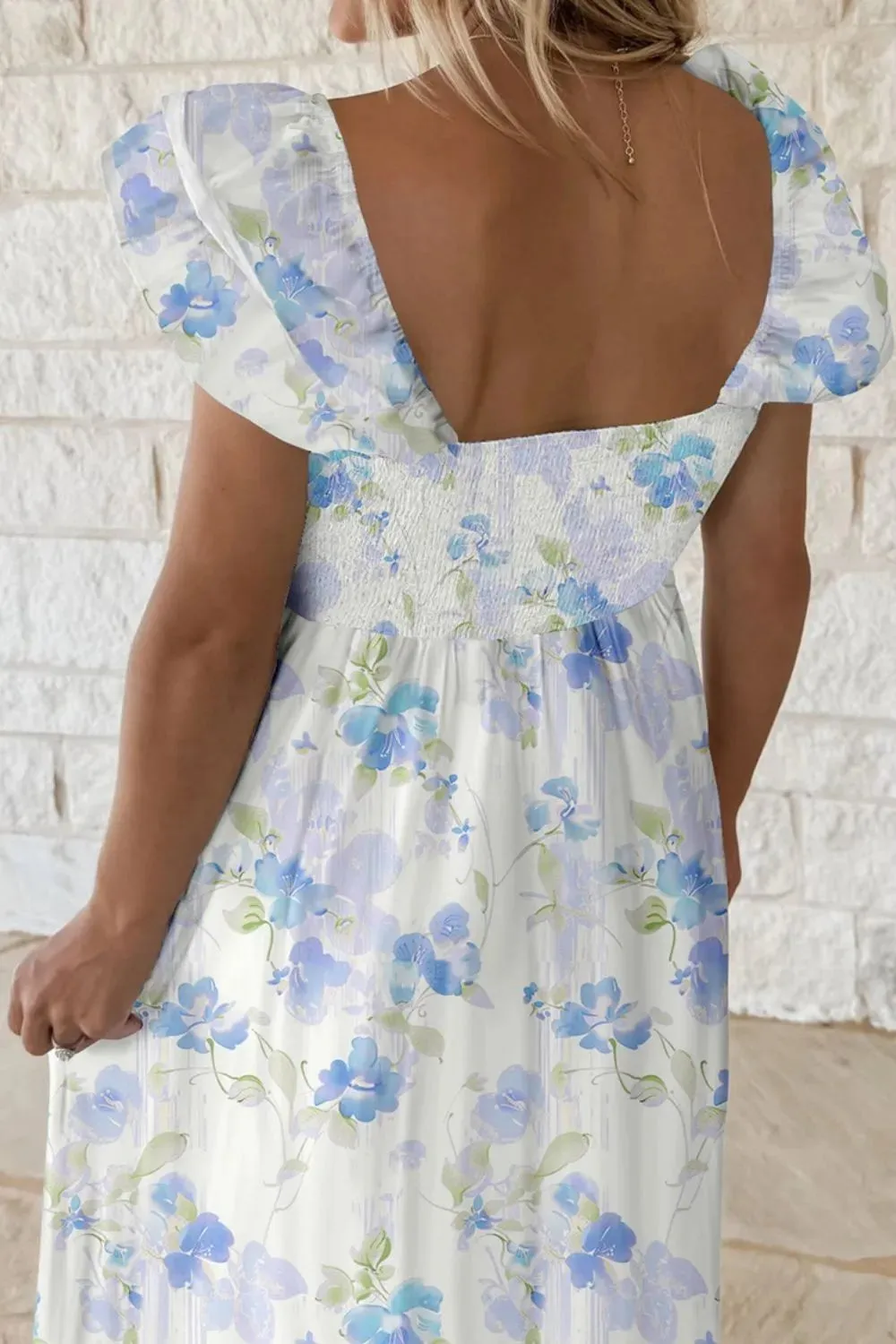 Floral Smocked High Waist Double Ruffle Sleeveless Long Dress sold by Charming Charlie product image thumbnail 2