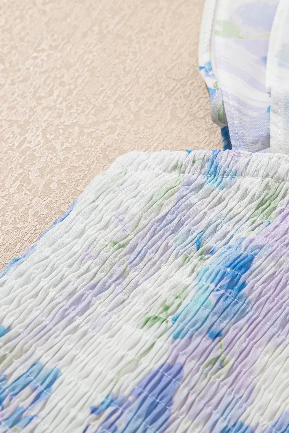 Floral Smocked High Waist Double Ruffle Sleeveless Long Dress sold by Charming Charlie product image thumbnail 5