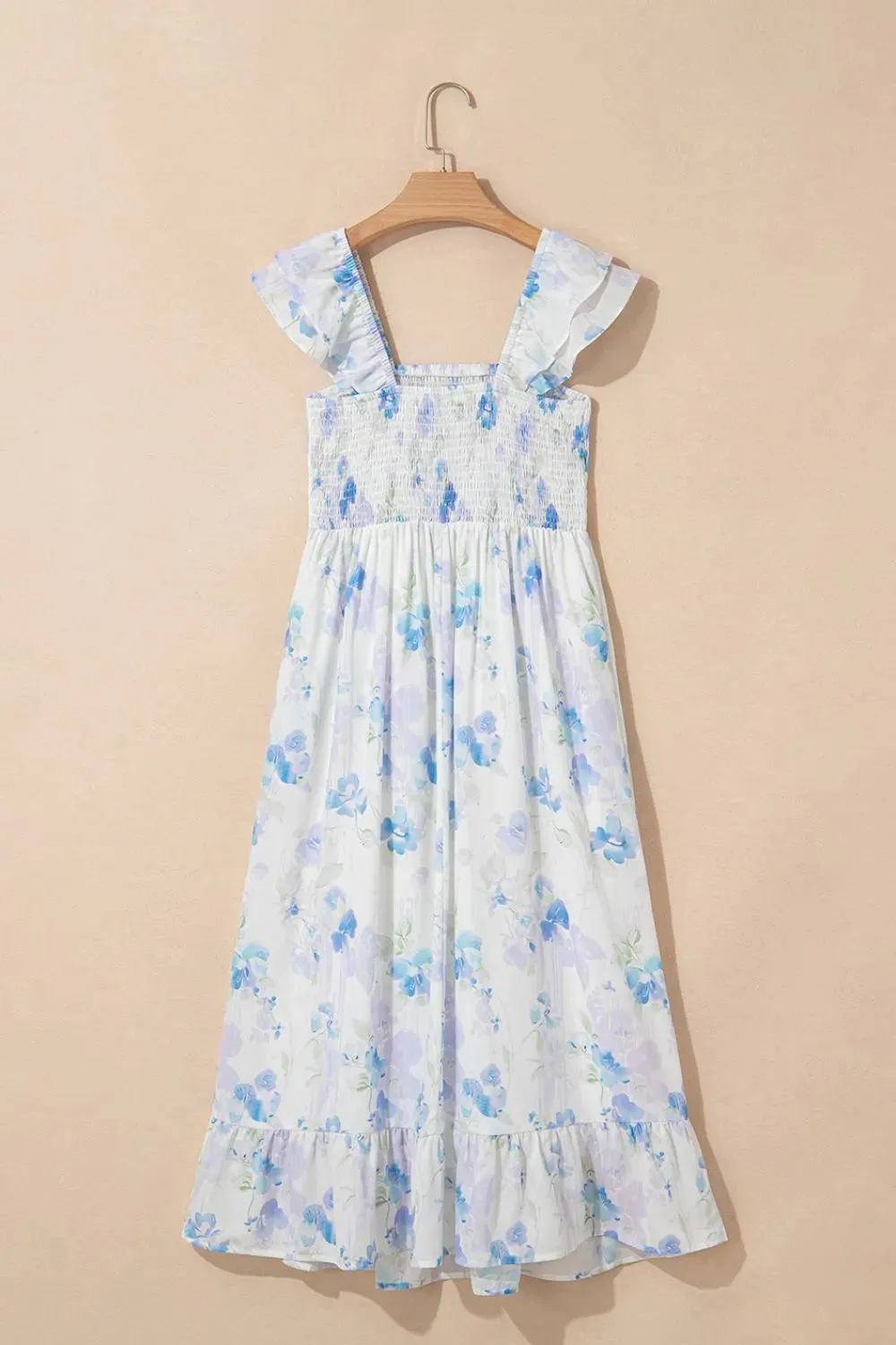 Floral Smocked High Waist Double Ruffle Sleeveless Long Dress sold by Charming Charlie product image thumbnail 3