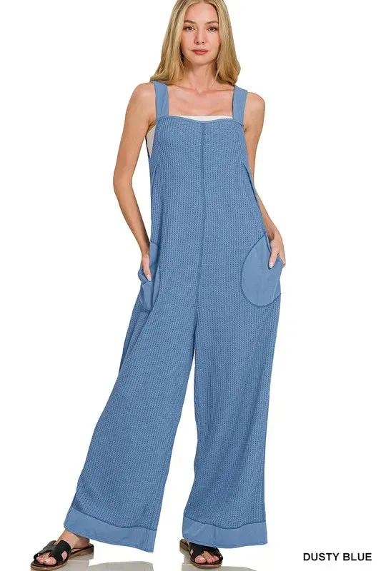 Zenana Knit Waffle Wide Leg Overalls sold by Charming Charlie