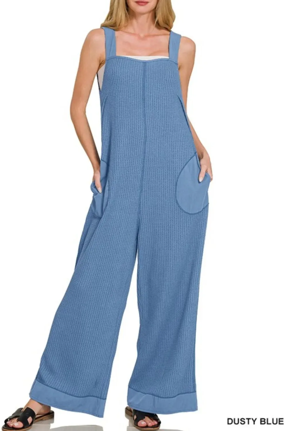 Zenana Knit Waffle Wide Leg Overalls sold by Charming Charlie product image thumbnail 2