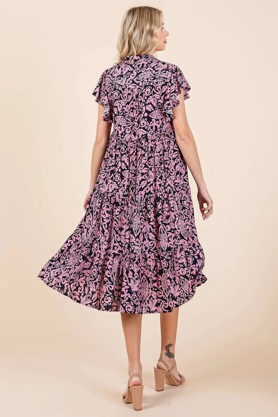 Mittoshop Abstract Print Ruffle Tier Midi Dress sold by Charming Charlie product image thumbnail 5