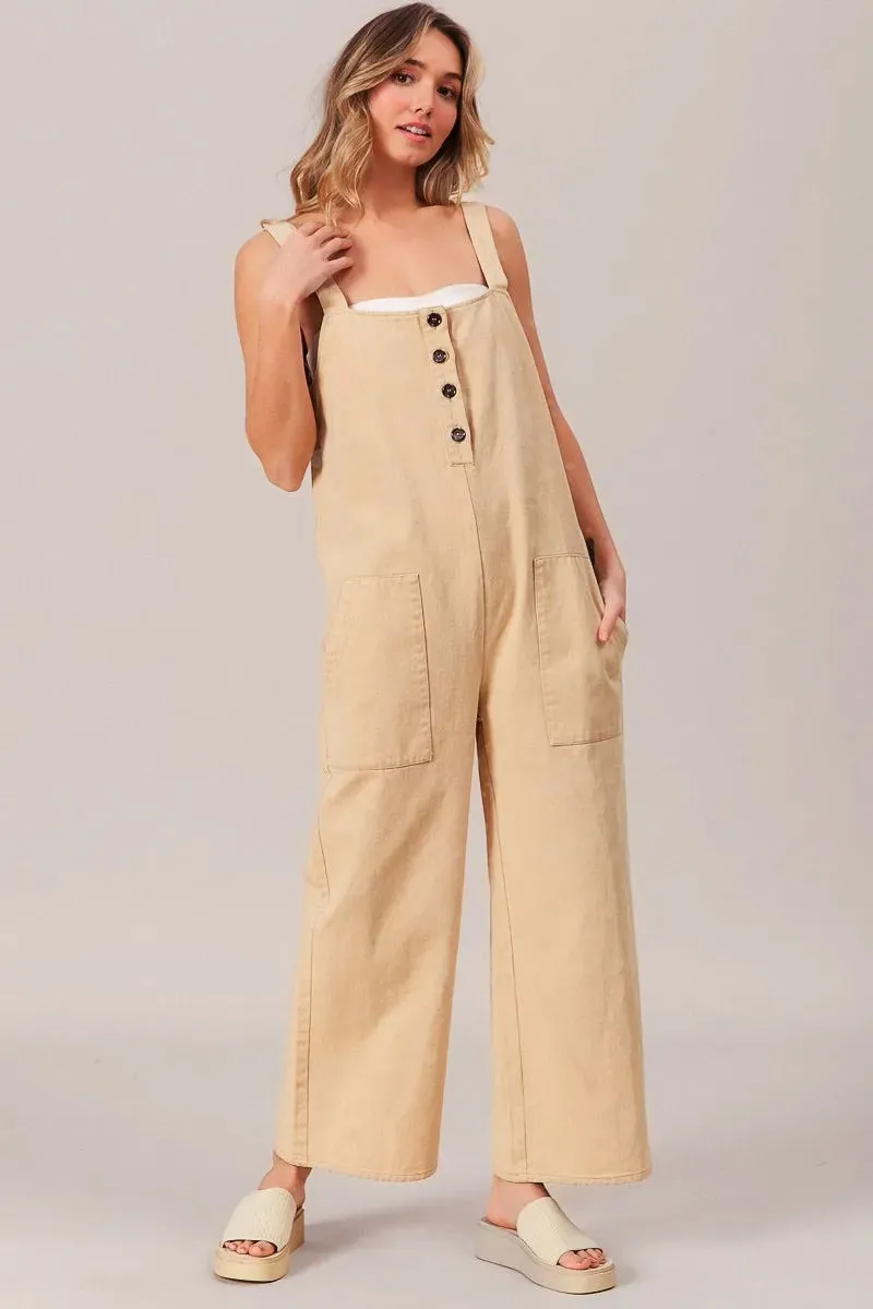 BiBi Washed Denim Buttoned Overall Jumpsuit sold by Charming Charlie product image thumbnail 5