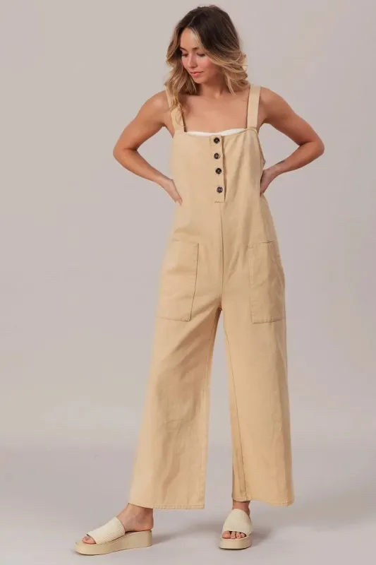 BiBi Washed Denim Buttoned Overall Jumpsuit sold by Charming Charlie