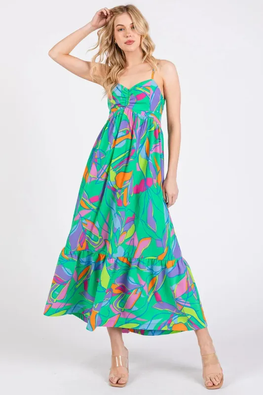 Mittoshop Multicolor Leaf Print Tie Back Maxi Dress sold by Charming Charlie