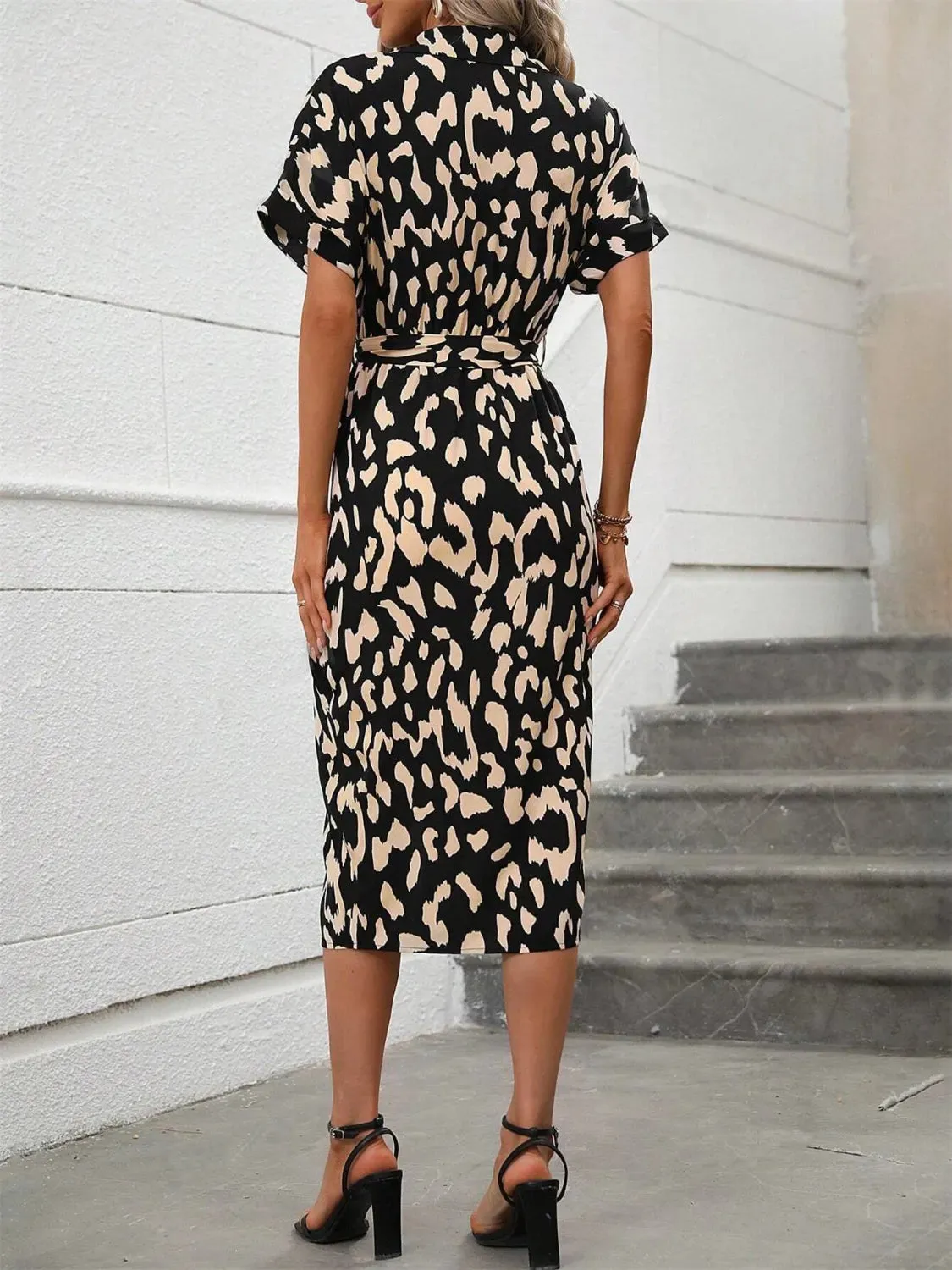 Short Sleeve Tie Waist Dress sold by Charming Charlie product image thumbnail 5