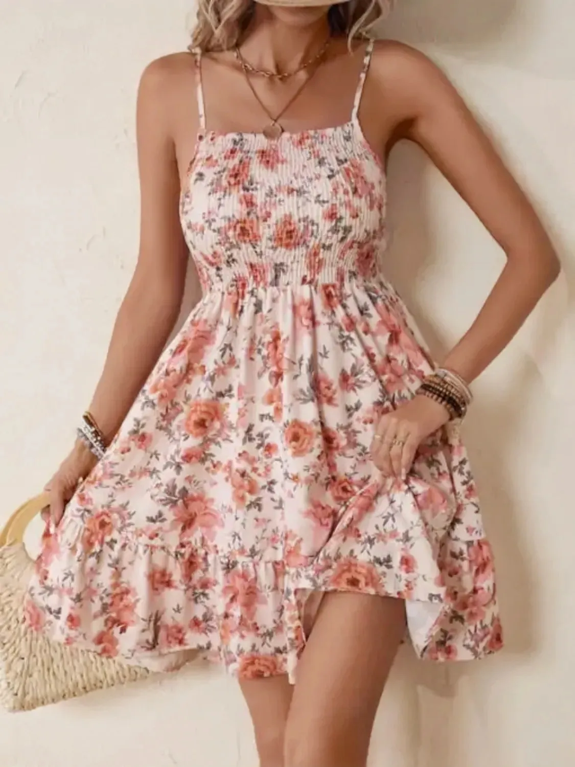 Smocked Floral Square Neck Cami Dress sold by Charming Charlie product image thumbnail 2