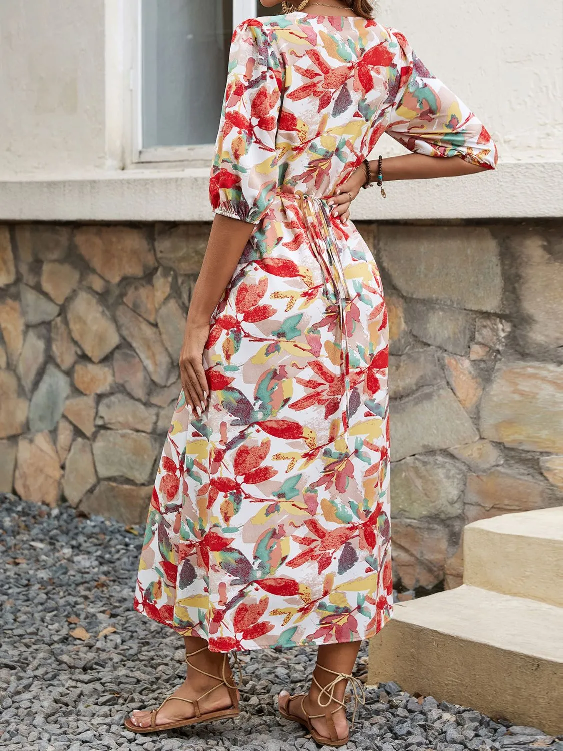 Printed V-Neck Half Sleeve Midi Dress sold by Charming Charlie product image thumbnail 2