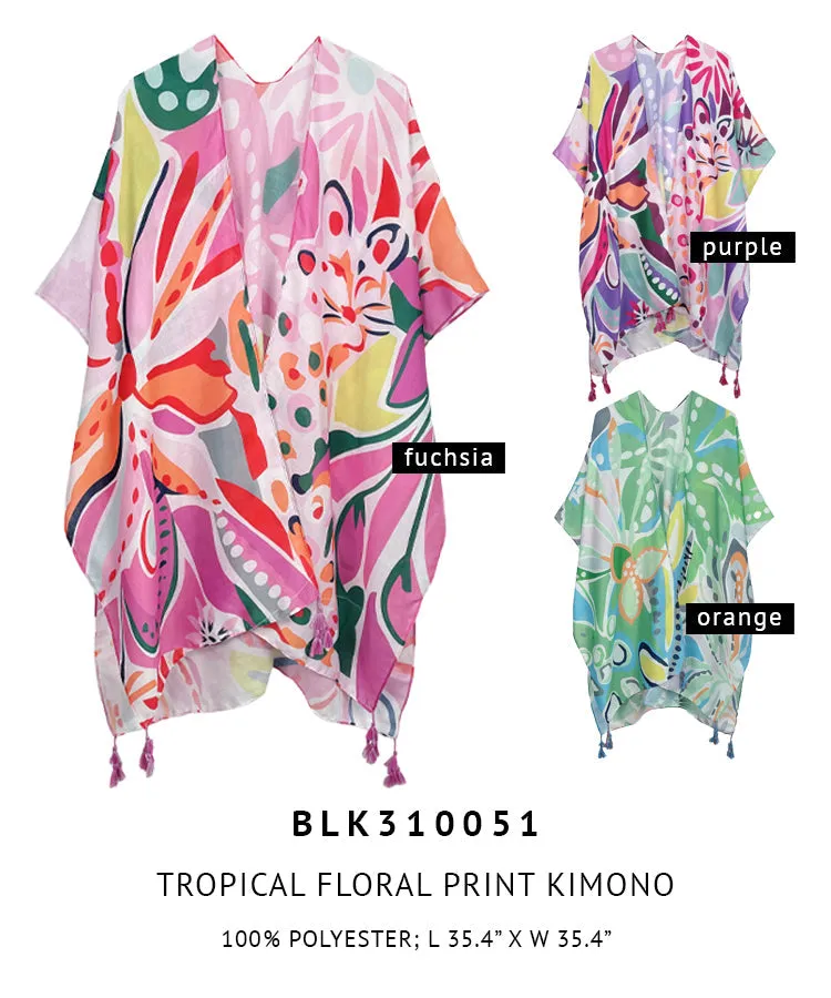 Tropical Floral Print Kimono sold by Charming Charlie product image thumbnail 3