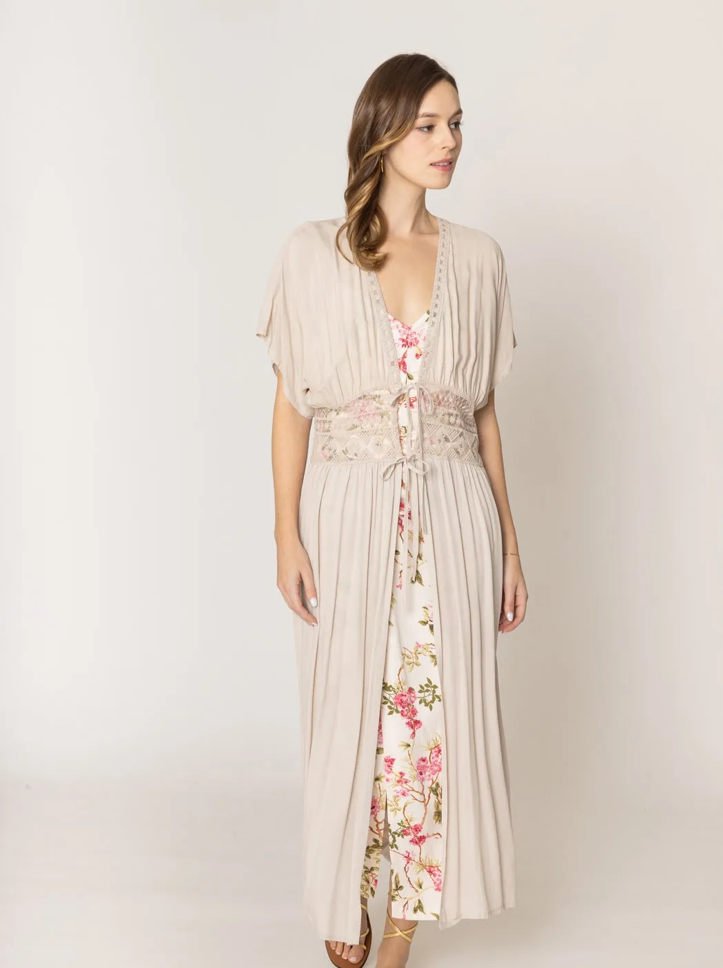 Lace Trim Long Cardigan sold by Charming Charlie