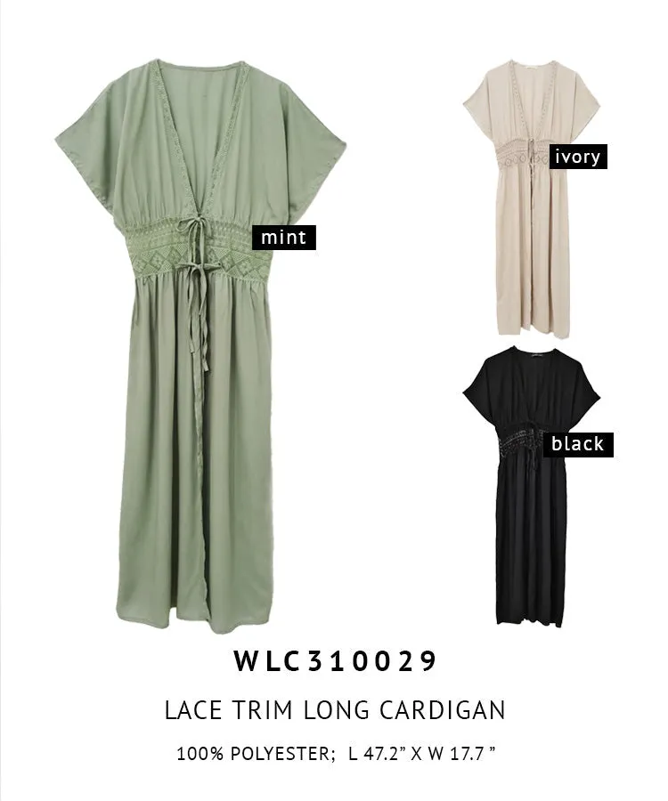 Lace Trim Long Cardigan sold by Charming Charlie product image thumbnail 3