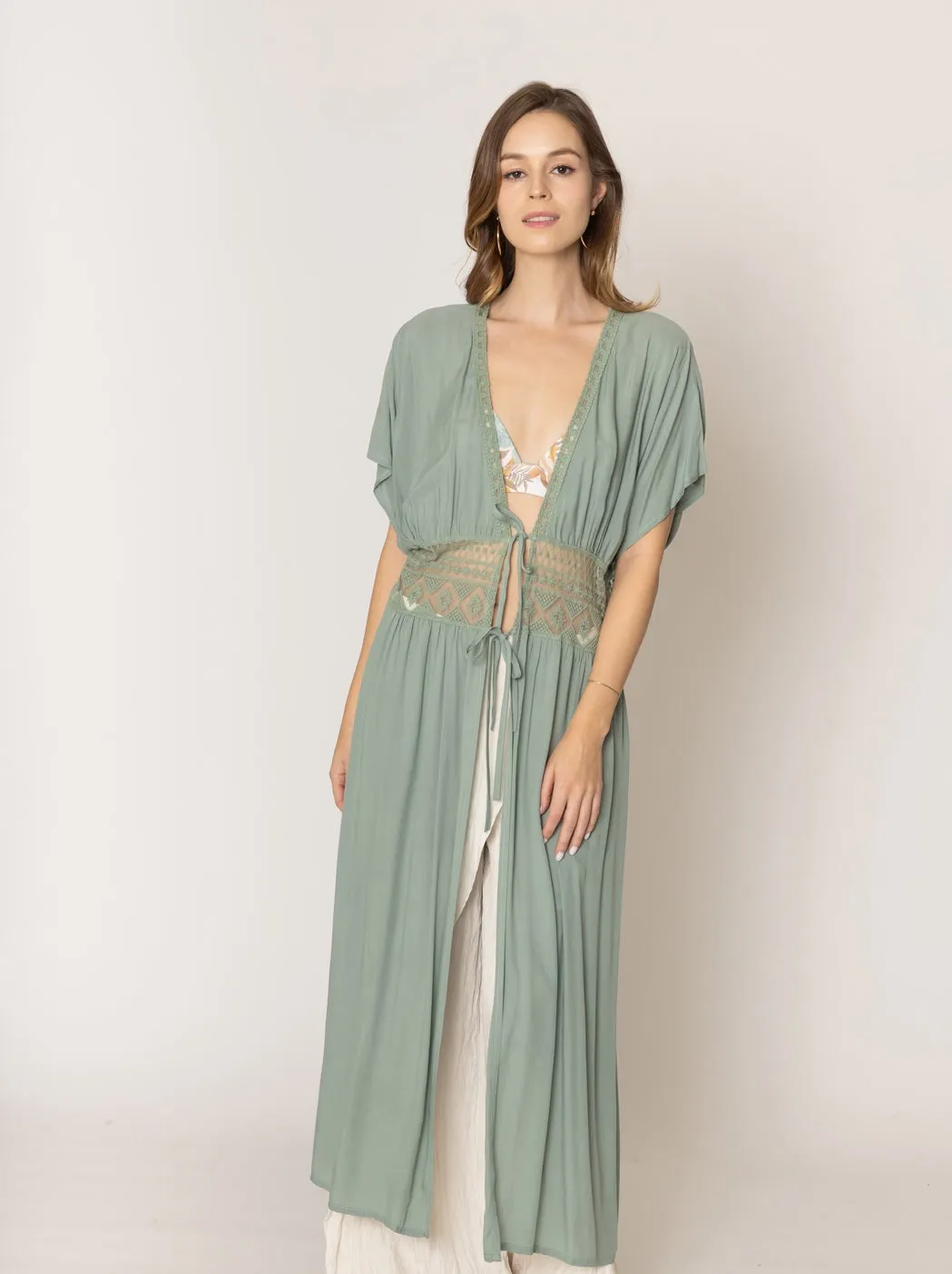 Lace Trim Long Cardigan sold by Charming Charlie product image thumbnail 2