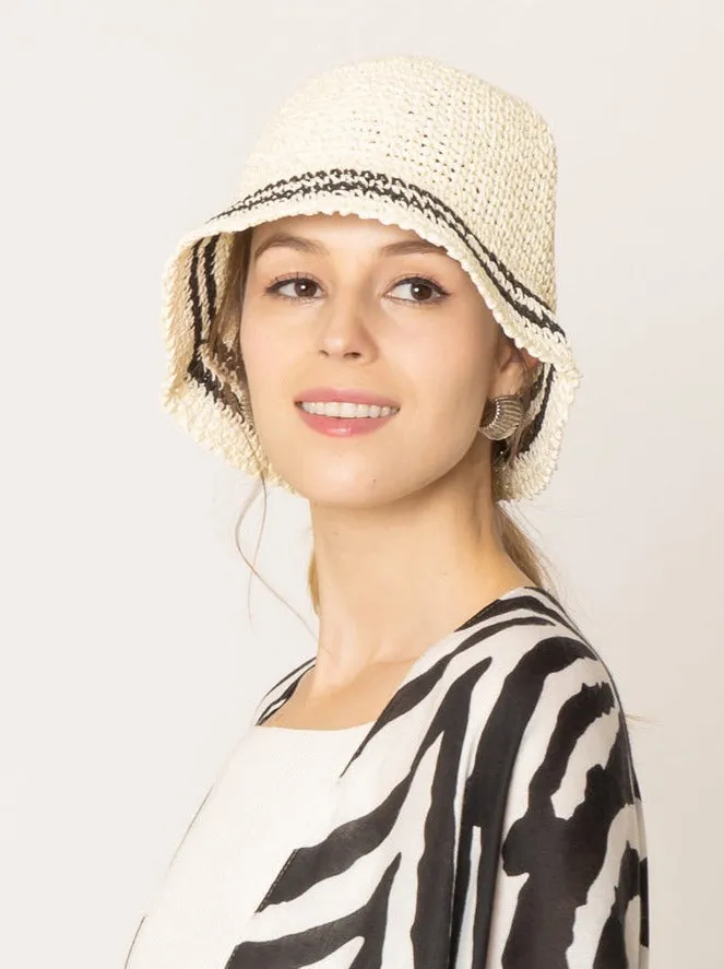 Stripe Straw Bucket Hat sold by Charming Charlie product image thumbnail 2