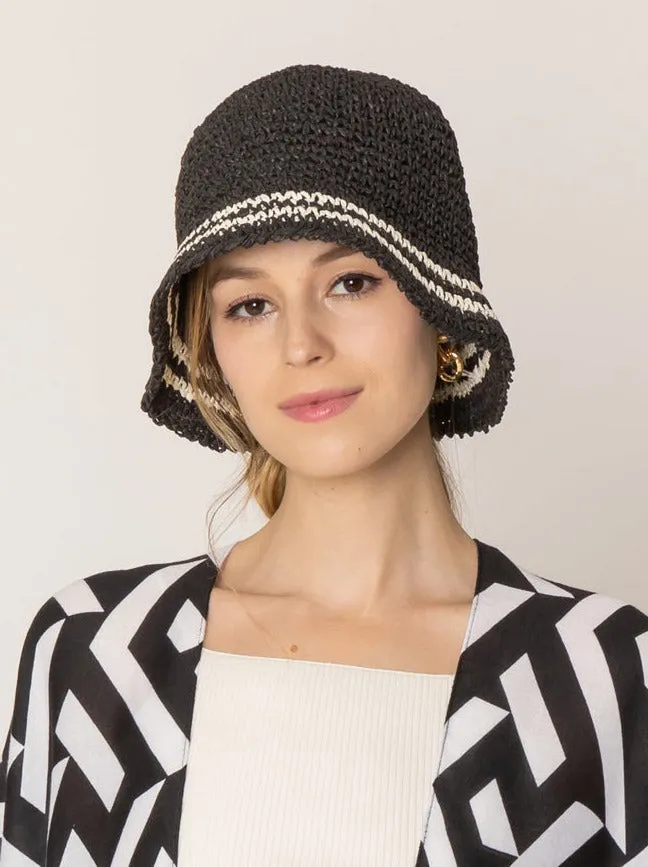 Stripe Straw Bucket Hat sold by Charming Charlie