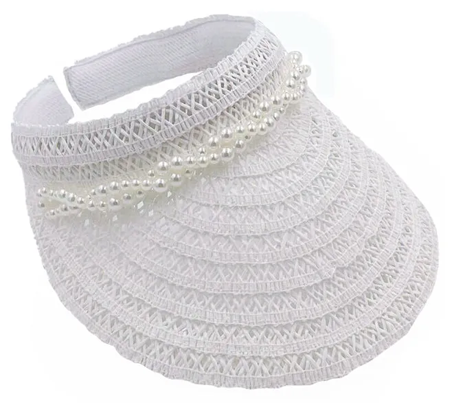 Straw Sun Visor With Pearl sold by Charming Charlie product image thumbnail 5
