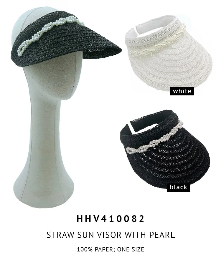 Straw Sun Visor With Pearl sold by Charming Charlie product image thumbnail 3