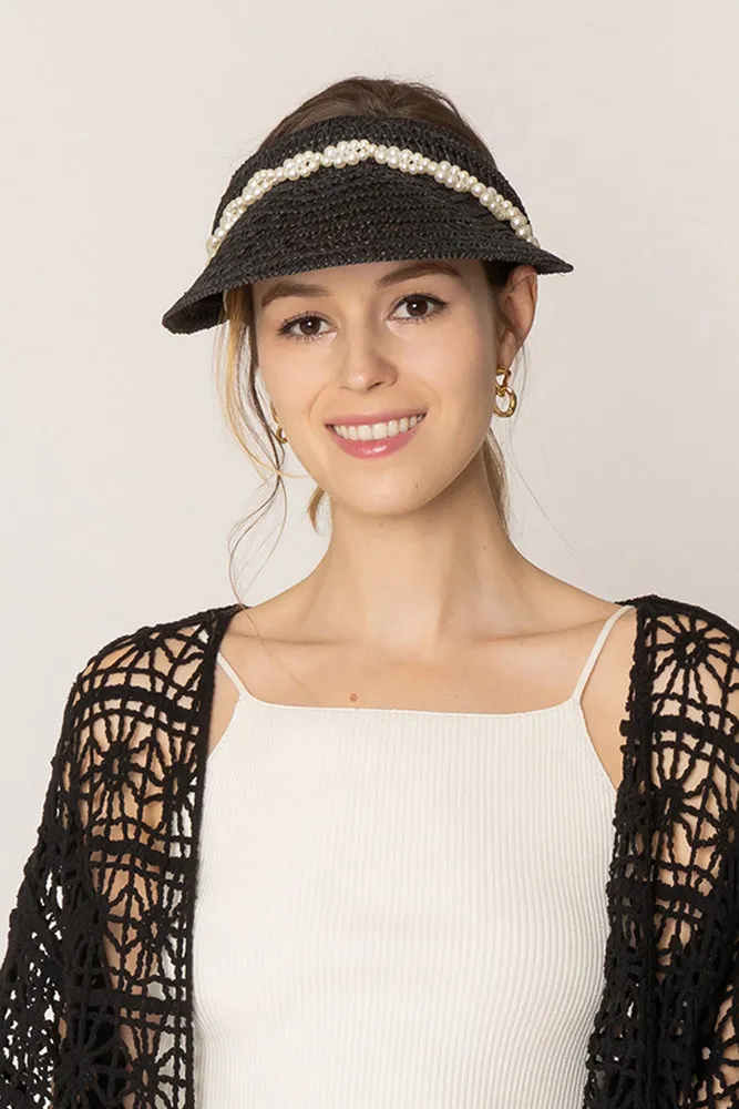 Straw Sun Visor With Pearl sold by Charming Charlie product image thumbnail 2