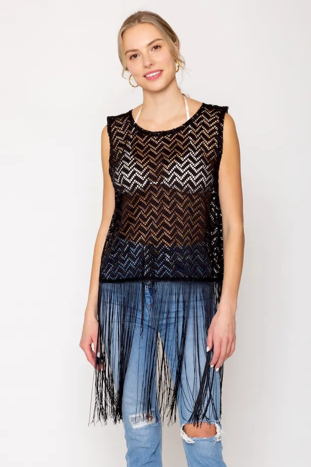 Crochet Poncho with Fringe sold by Charming Charlie