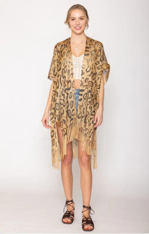 Leopard Lurex Kimono sold by Charming Charlie