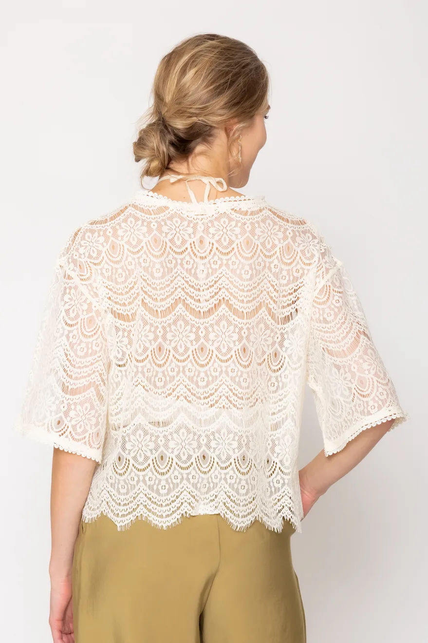 Lace Tie Front Short Cardigan sold by Charming Charlie product image thumbnail 4