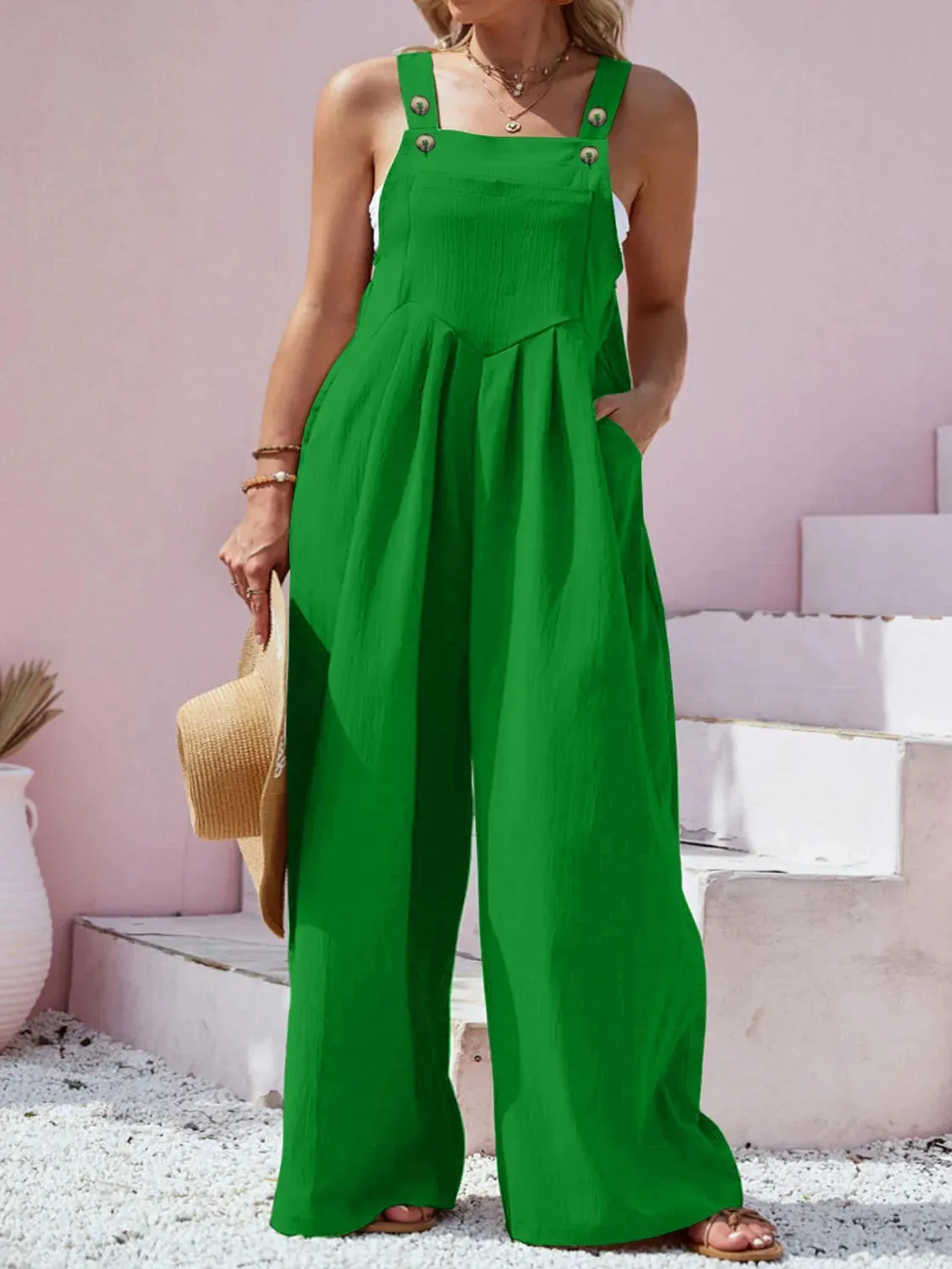 Plus Size Square Neck Wide Leg Overalls sold by Charming Charlie product image thumbnail 5