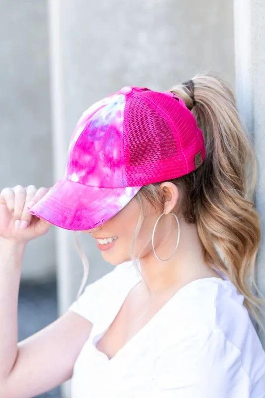 CC Tie Dye Criss-Cross Ponytail Cap Hat sold by Charming Charlie
