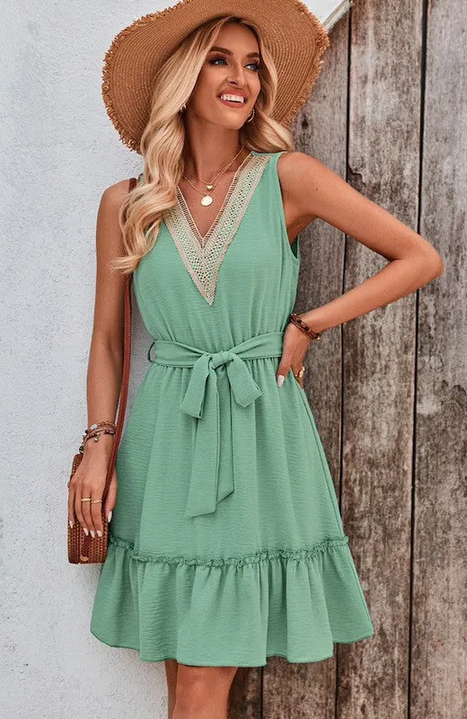 V-neck ruffled hem dress sold by Charming Charlie product image thumbnail 2