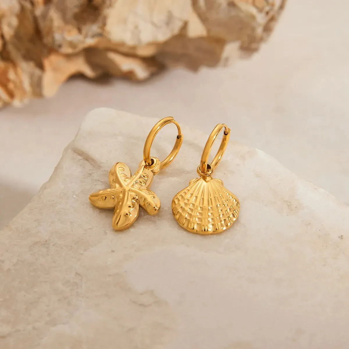 Vintage Gold Seashell & Starfish Drop Earrings sold by Charming Charlie product image thumbnail 3
