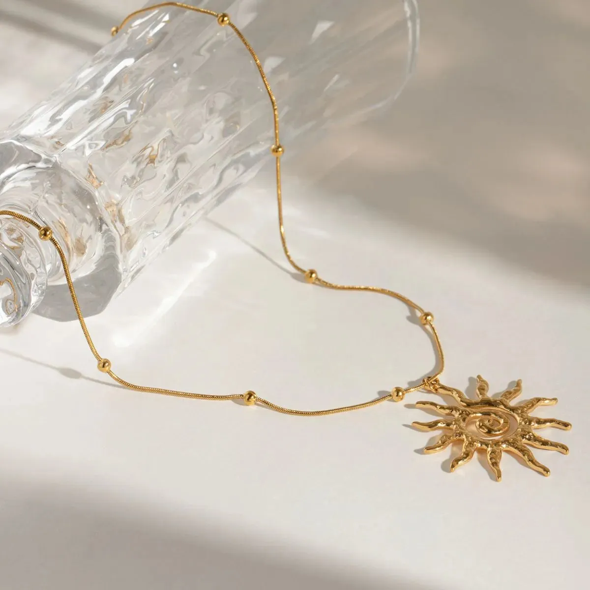 18K Gold-Plated Sun Pendant Necklace sold by Charming Charlie product image thumbnail 3