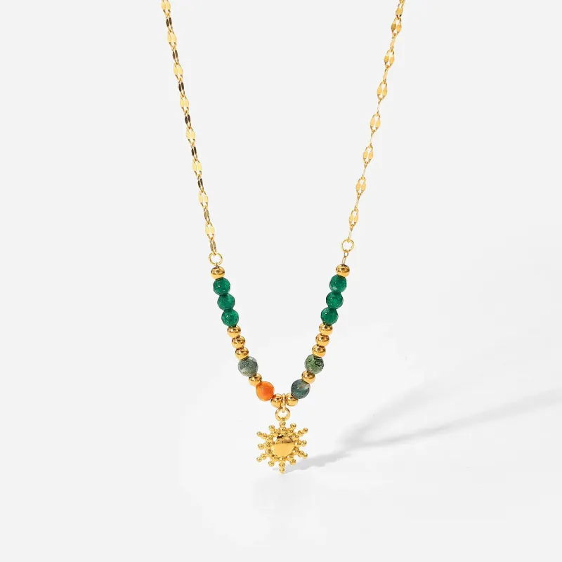 Bohemian Sun Charm Beaded Stainless Steel Necklace sold by Charming Charlie