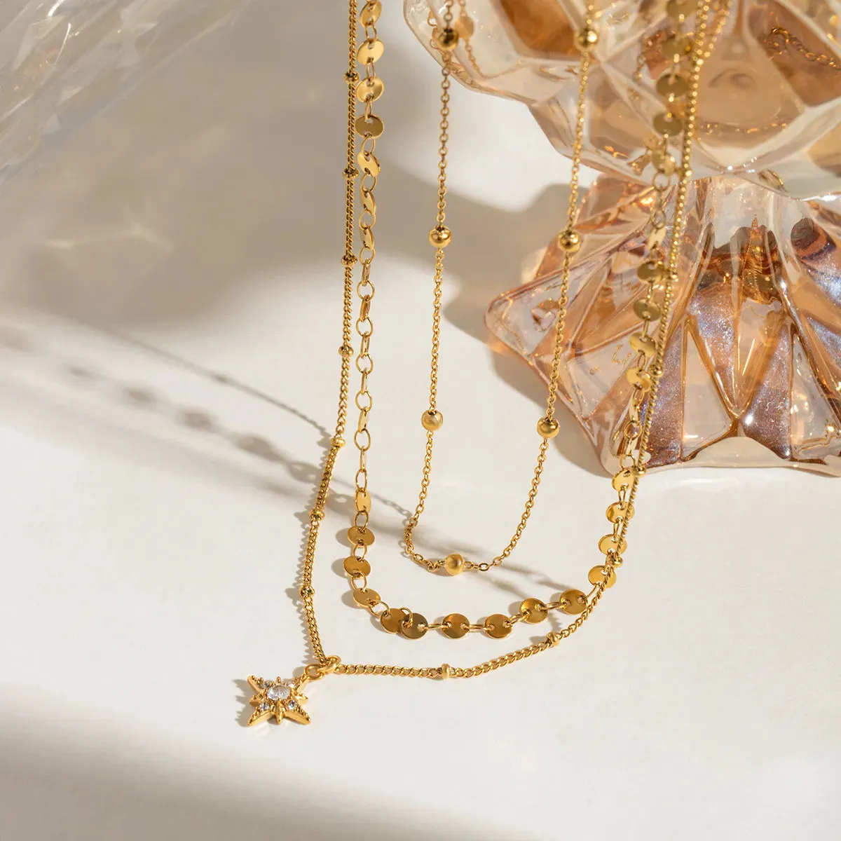 18K Gold-Plated Layered Star Pendant Necklace sold by Charming Charlie product image thumbnail 2