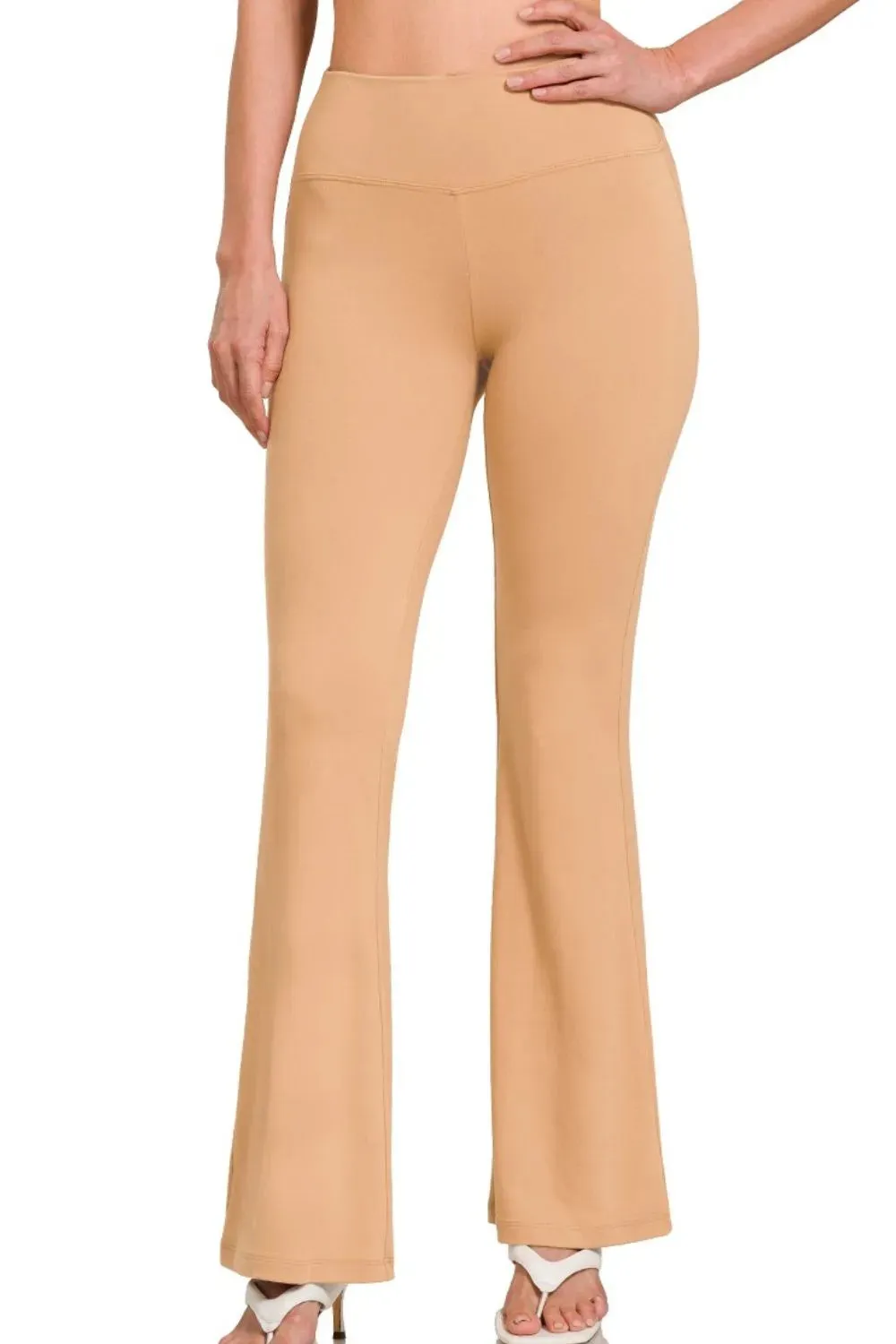 Zenana Buttery Soft Flare Leg High Waist Yoga Pants sold by Charming Charlie