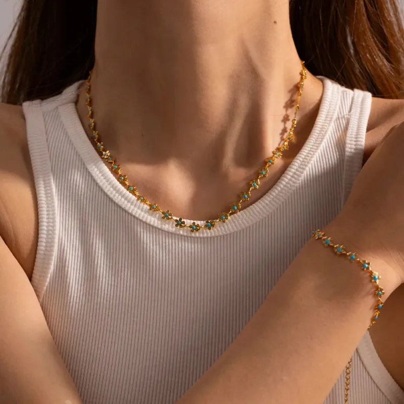 18K Gold-Plated Resin Beaded Necklace and Bracelet Jewelry Set sold by Charming Charlie