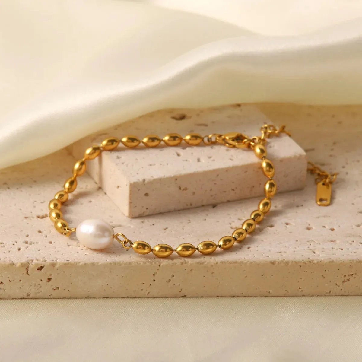 Pearl and Gold Chain Jewelry Set with Necklace and Bracelet sold by Charming Charlie product image thumbnail 4