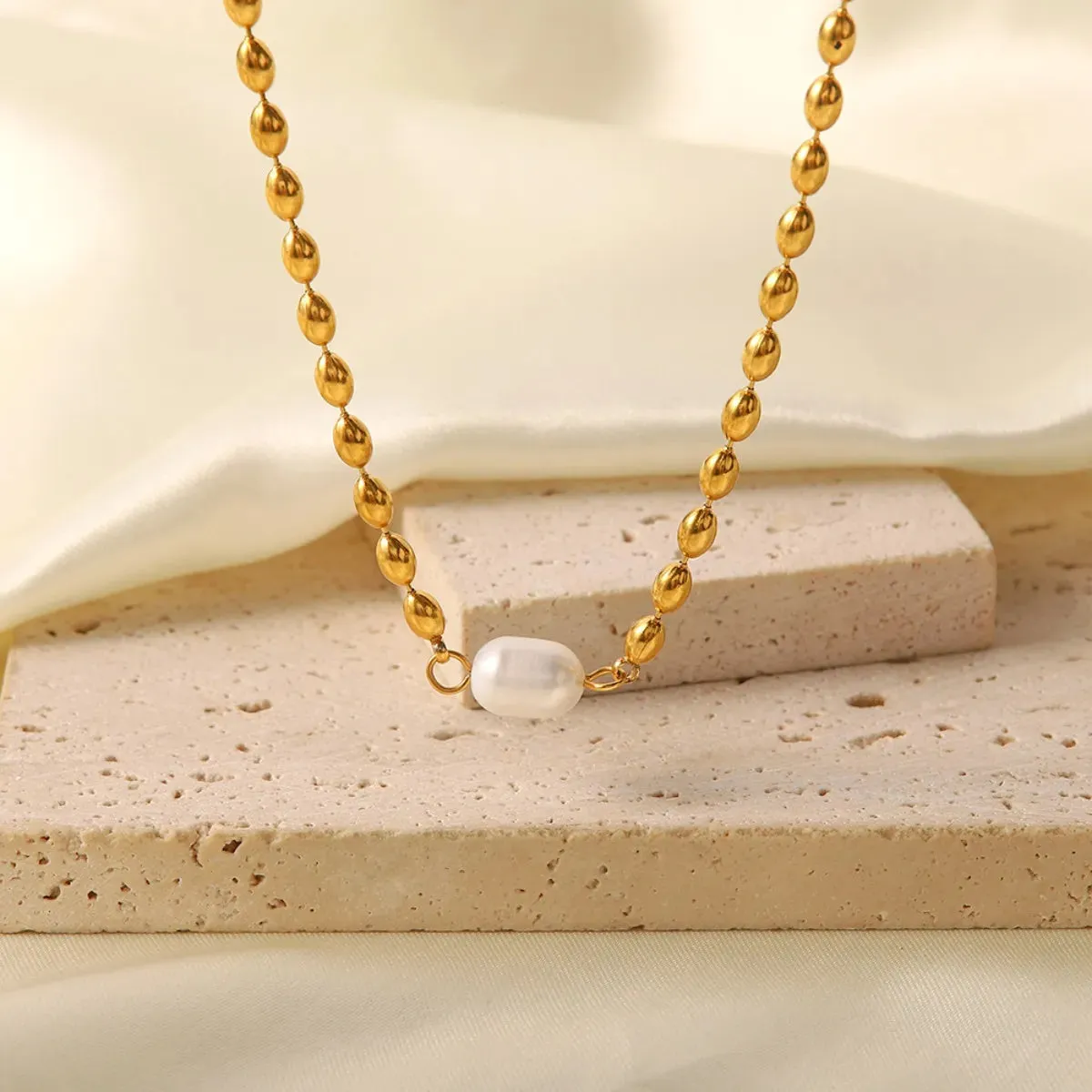 Pearl and Gold Chain Jewelry Set with Necklace and Bracelet sold by Charming Charlie product image thumbnail 3