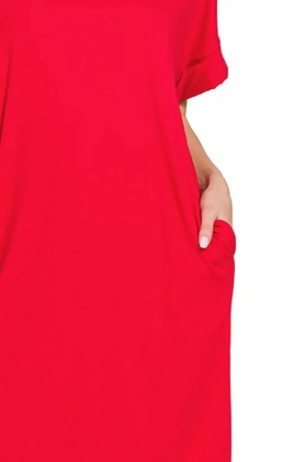 Zenana Rolled Short Sleeve Round Neck Dress sold by Charming Charlie product image thumbnail 3