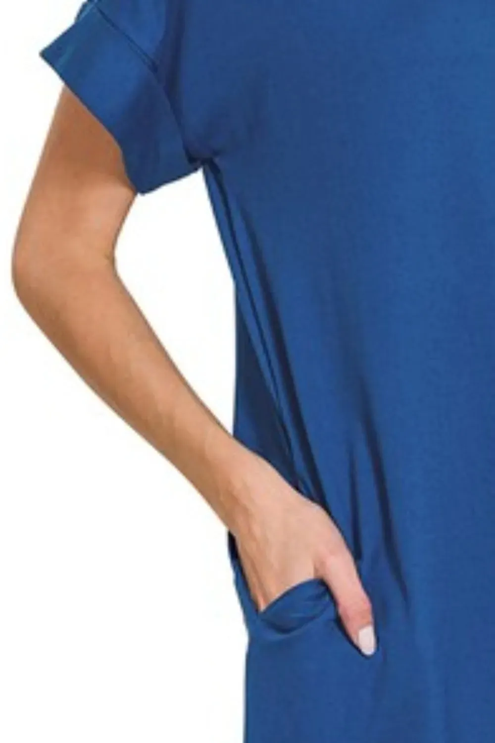 Zenana Rolled Short Sleeve Round Neck Dress sold by Charming Charlie product image thumbnail 3